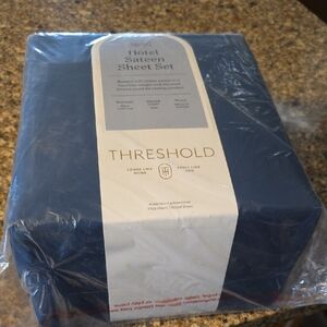 Threshold Dark Blue Hotel Sateen Sheet Set